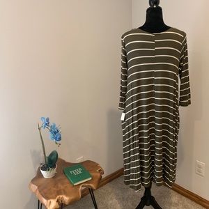 Flattering green striped dress